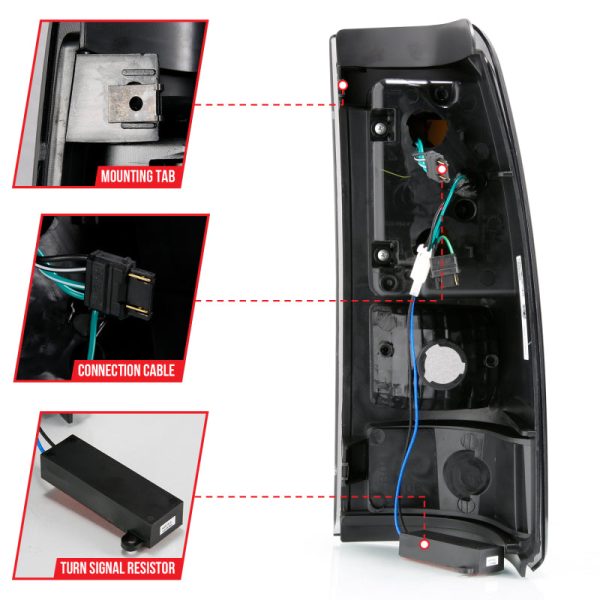 ANZO 1999-2002 Chevy Silverado 1500 LED Taillights Plank Style Black w Smoke Lens Fashion - Image 5