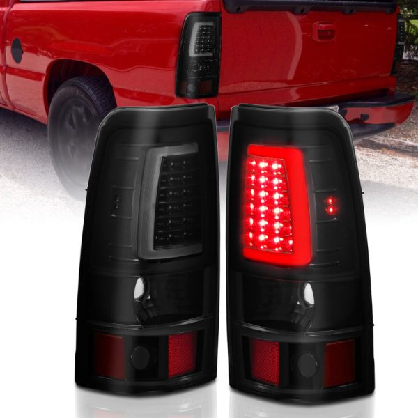 ANZO 1999-2002 Chevy Silverado 1500 LED Taillights Plank Style Black w Smoke Lens Fashion